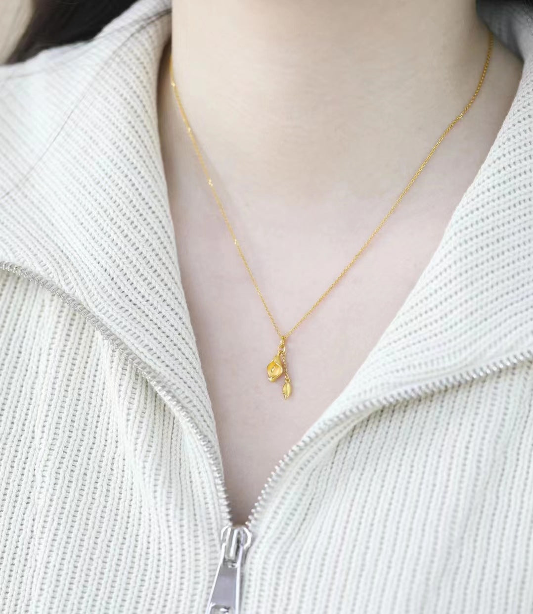 Women's Gold Common Calla Flower Tassel For Gentle Necklaces