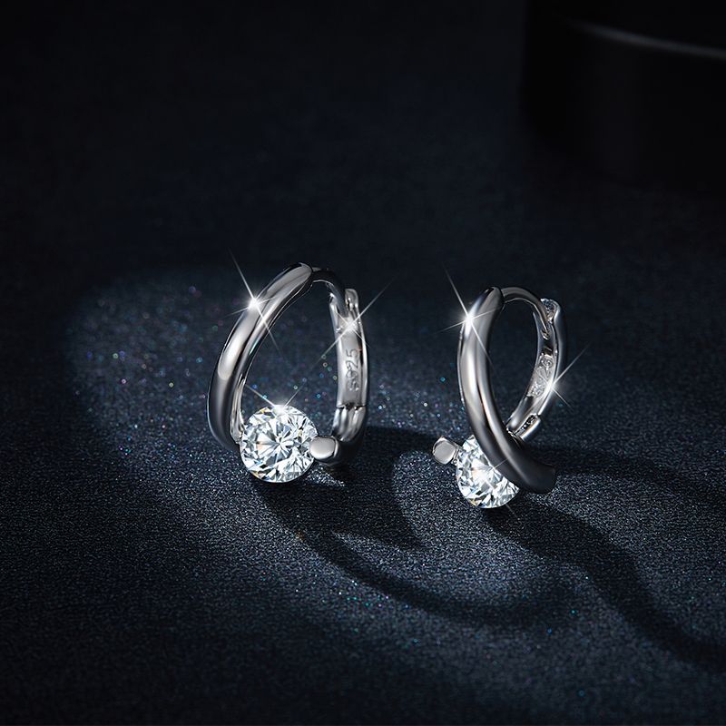 Minimalist Moissanite Stud Earrings — 5mm Geometric Circle Design in White Gold, Yellow Gold & Rose Gold
