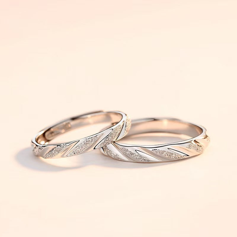 Women's & Men's Style Frosted Couple Fashion Simple Bevel Cut Rings