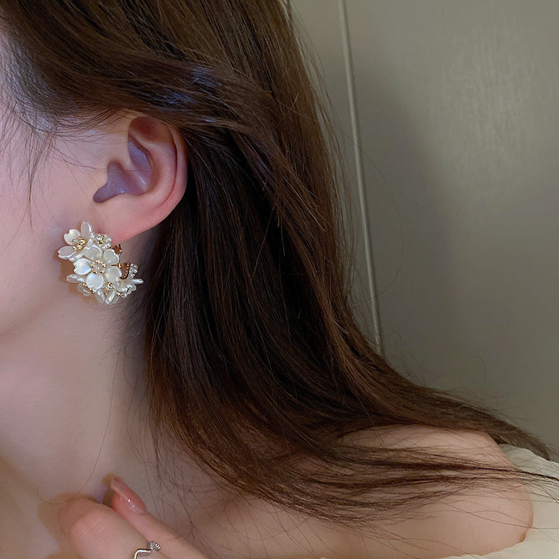 Needle High-grade Flower Tassel Pearl French Fashion Earrings