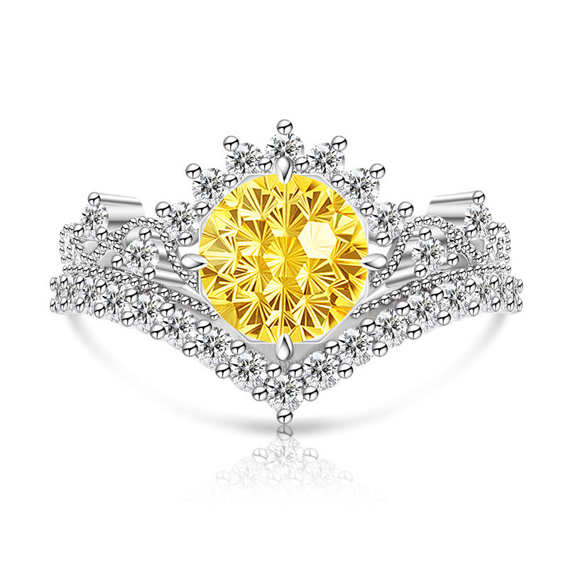 Carbon Diamond Fireworks Cut Garland Female Inlaid Ring