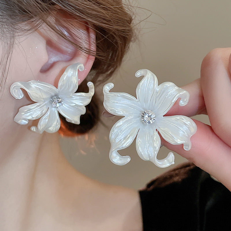 Needle High-grade Flower Tassel Pearl French Fashion Earrings