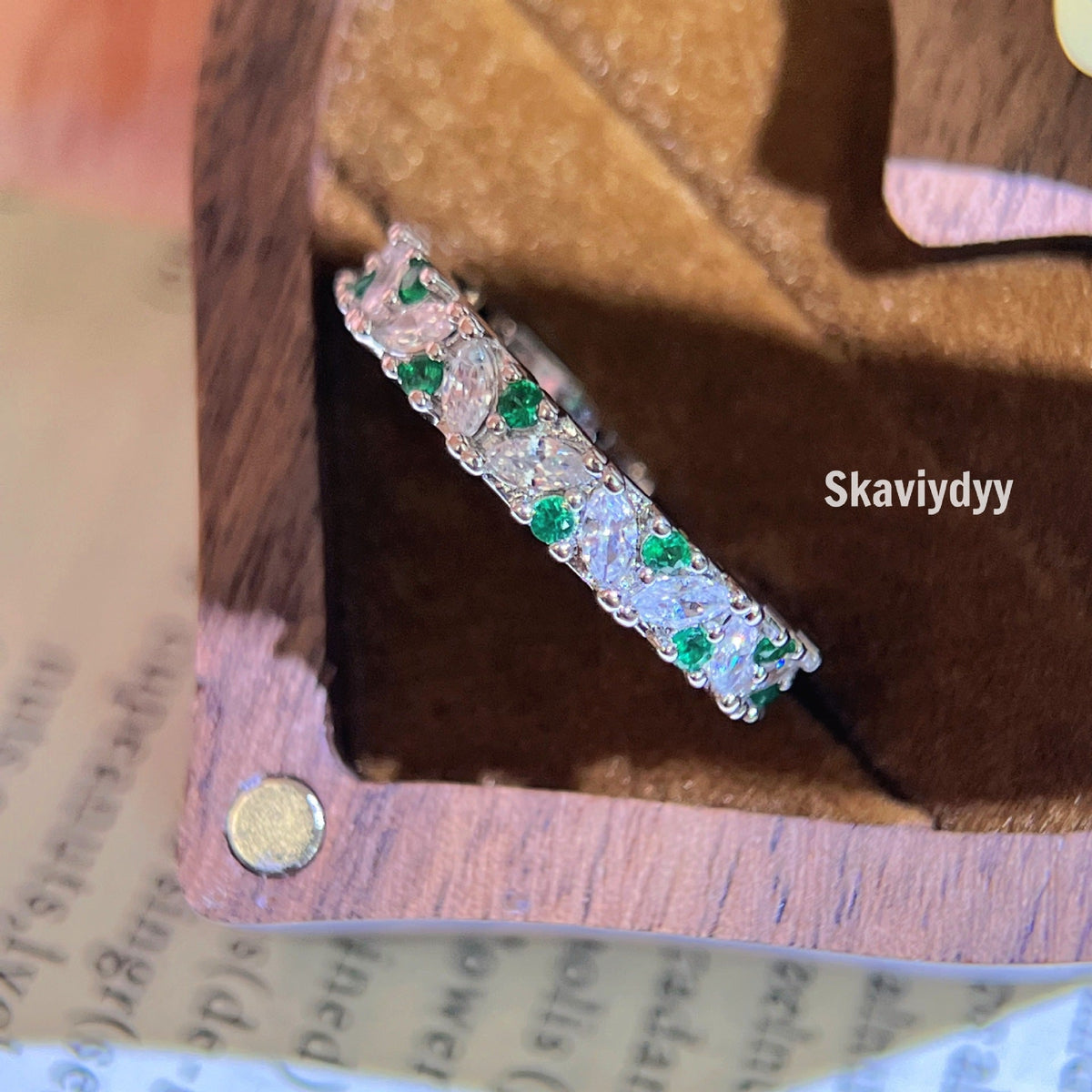 Eye Diamond Row White Affordable Luxury Style Green Rings
