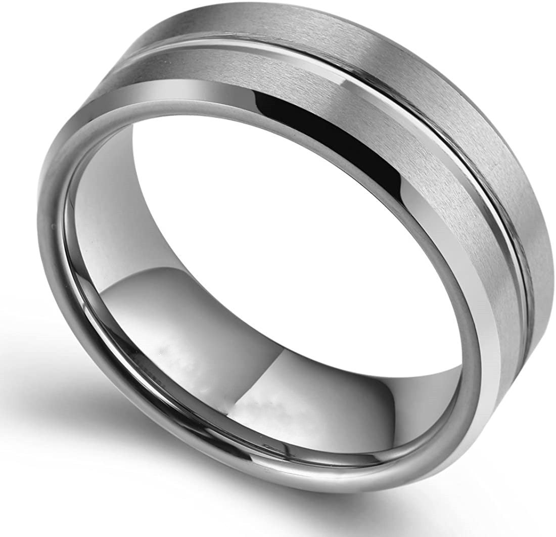 Men's Fashion Xi Groove Stainless Steel Source Ring