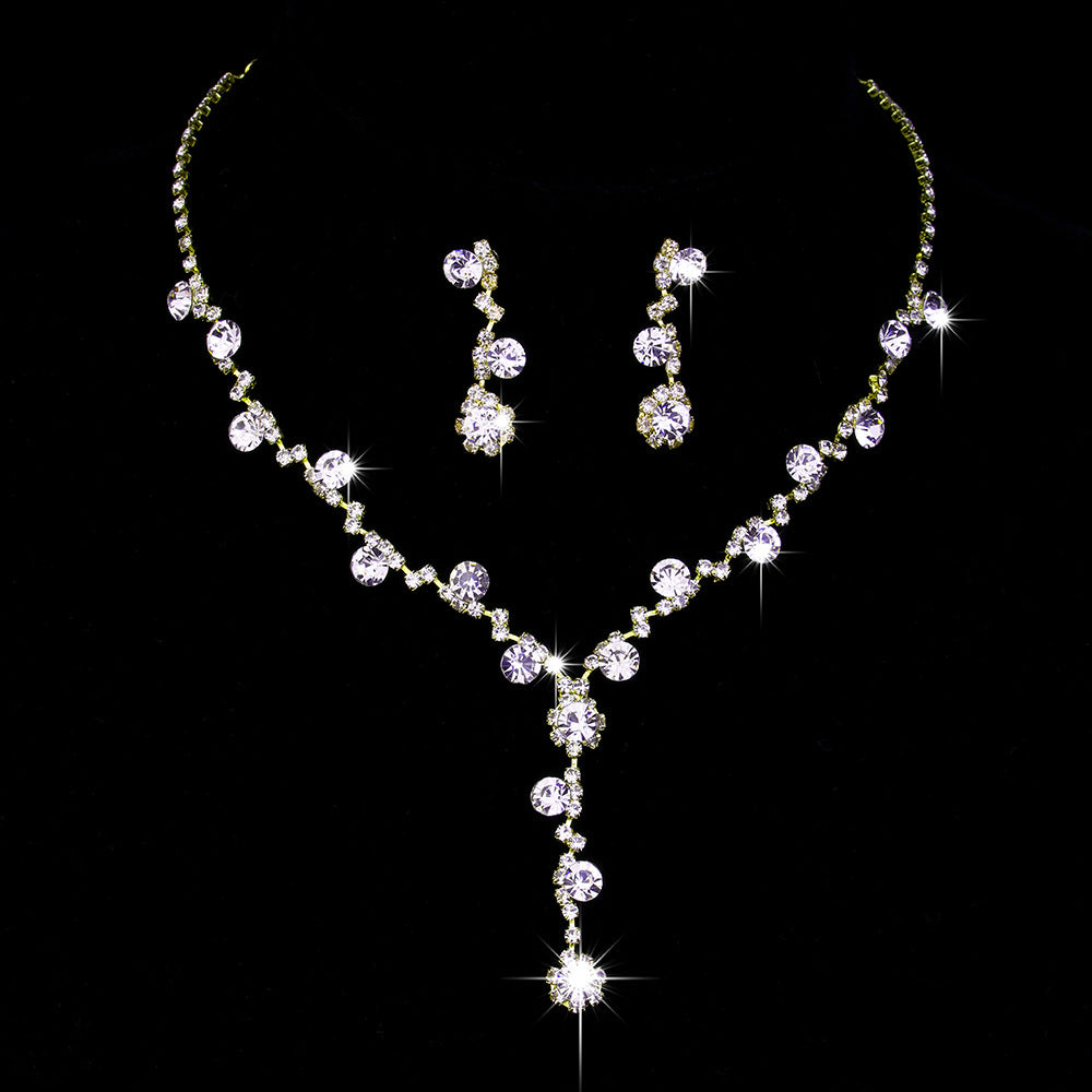 Bridal Popular Sunflower Rhinestone Pearl Three-piece Necklaces