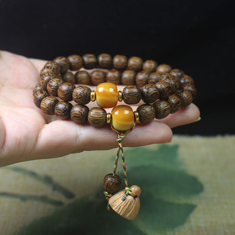 Women's & Men's Natural Nan Agilawood Round Beads Buddha Bracelet