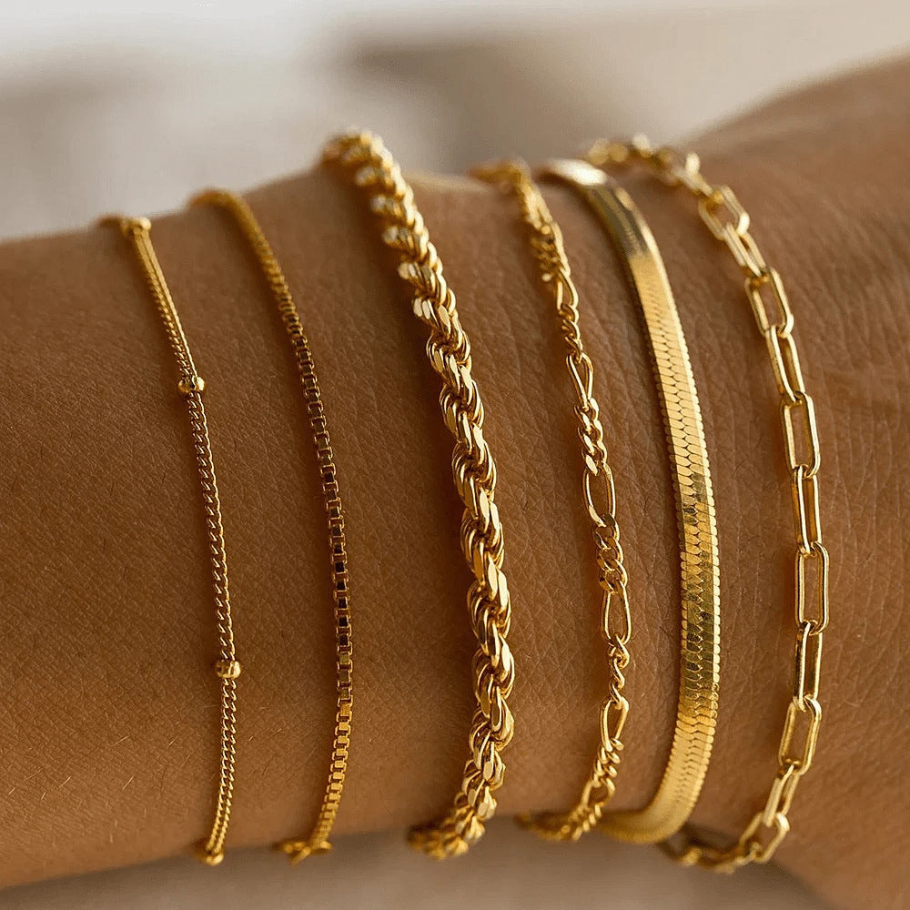 Personality Simple Chain Vintage Stylish Glossy Bracelets