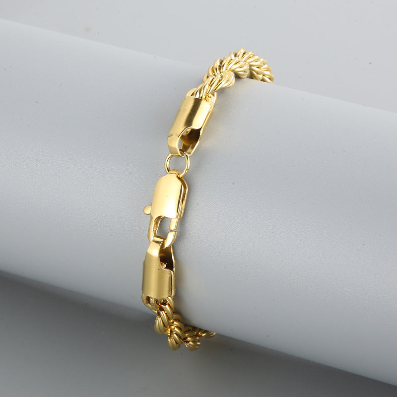Men's Simple Buckle Hemp Flowers Chain Twisted String Fashion Bracelet