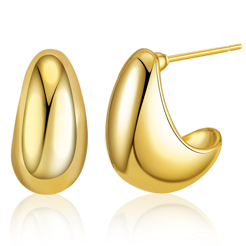 Shaped Pea Copper Gold-plated French Style Petite Earrings