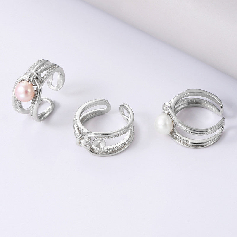 Women's Fashion Simple Cold Style Trendy Pearl Ring