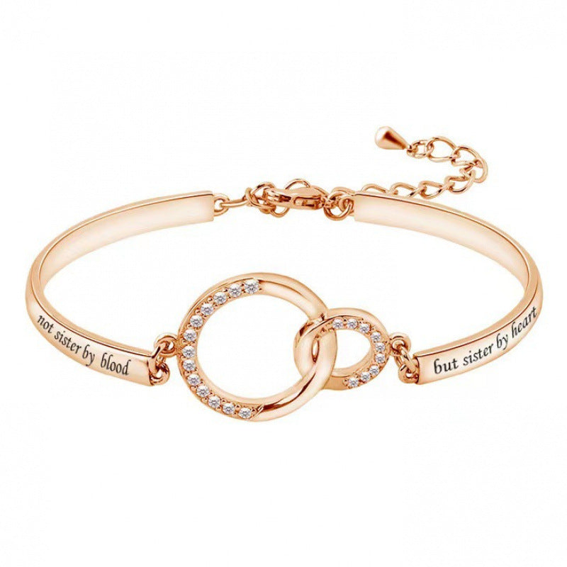 Rhinestone Peach Heart Good Sisters Girlfriends Bracelets