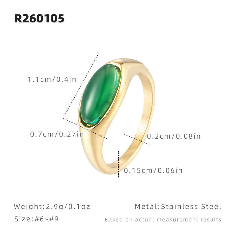 Women's Agate For Niche Design Light Luxury High-grade Titanium Steel Rings