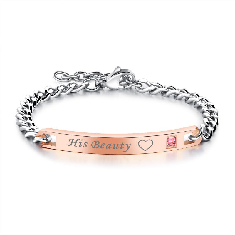 Alloy Couple Rose Gold Personality Lettering Bracelet