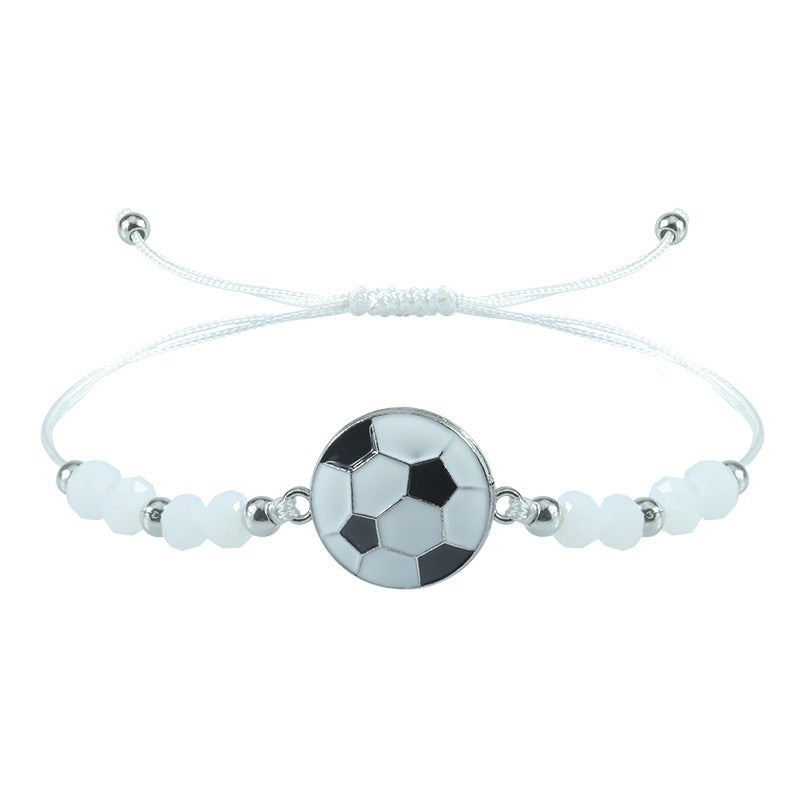Sports Football Black White Beaded Style Bracelet