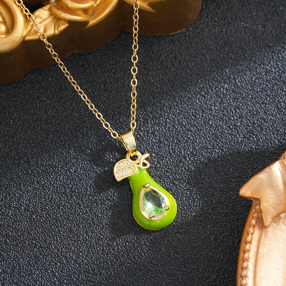 Women's Pastoral Style Strawberry Cute Simple Titanium Necklace