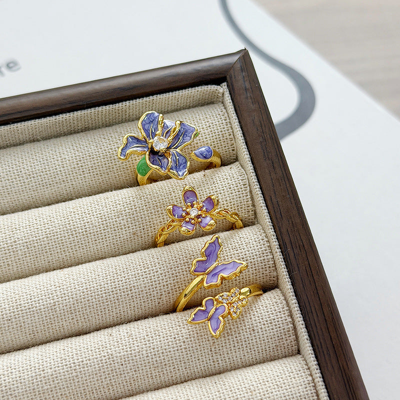 Hipster Style Super Fairy Enamel Purple Rings