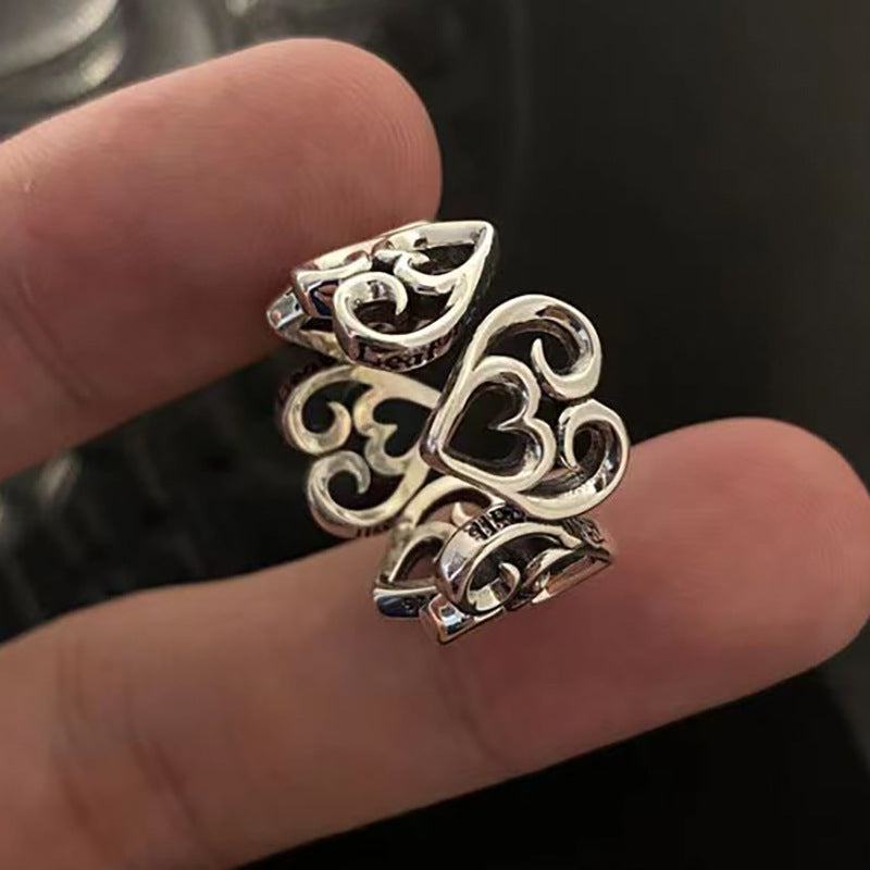 Design Fashionable Letter Carving Retro Simple Sense Trendy Ring