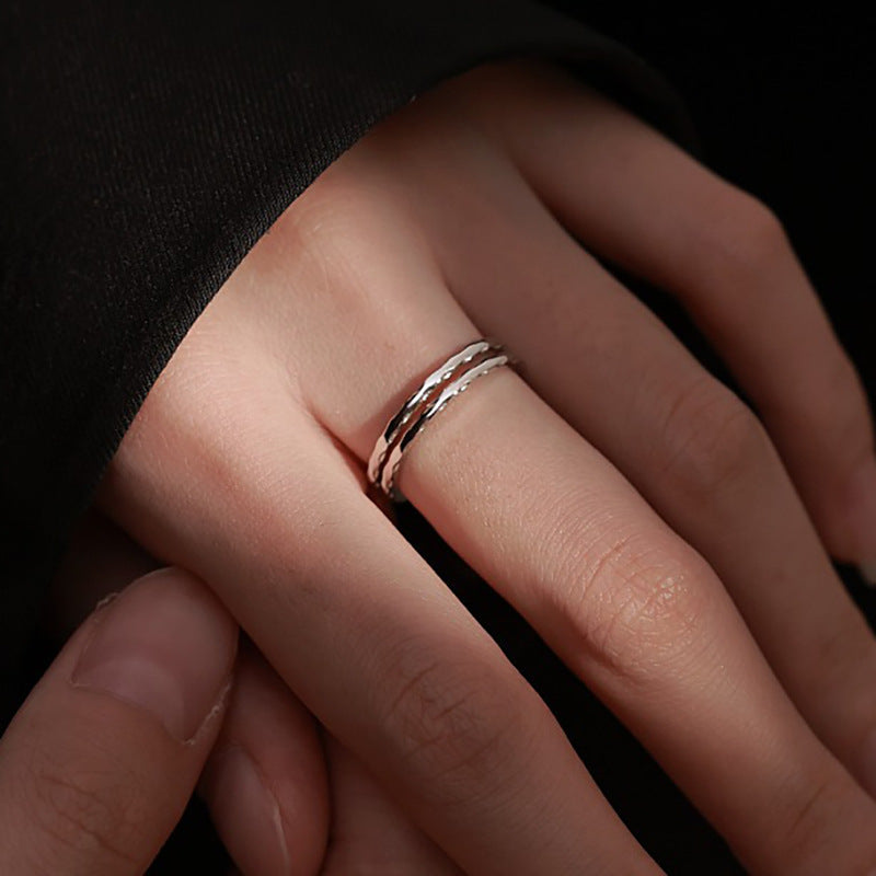 Women's Simple Niche Design Water Ripple Daily Commuting Switchable Index Finger Ring