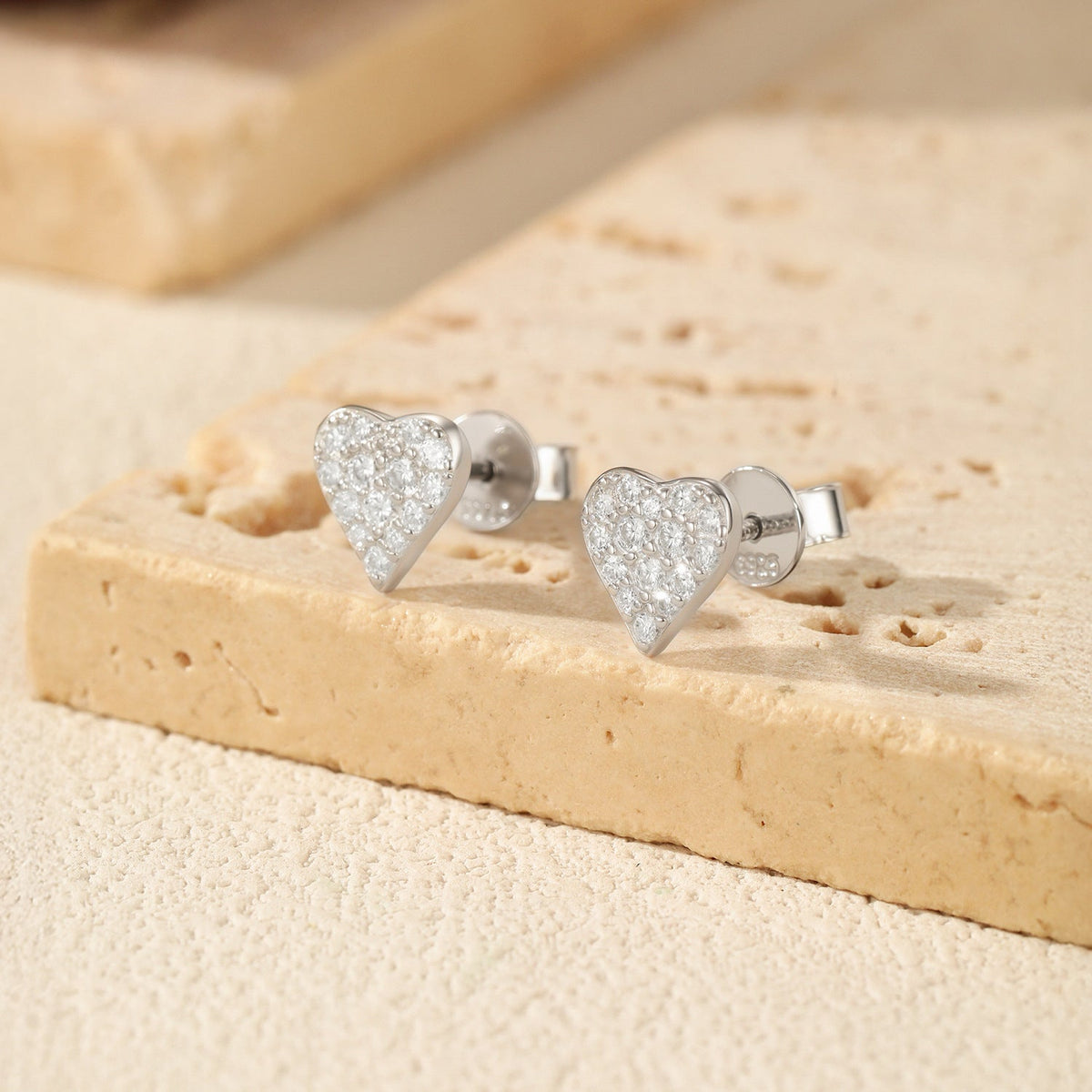 Delicate Heart-Shaped D-Color VVS1 Moissanite Stud Earrings in Sterling Silver