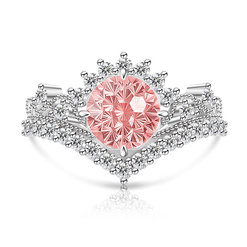 Carbon Diamond Fireworks Cut Garland Female Inlaid Ring