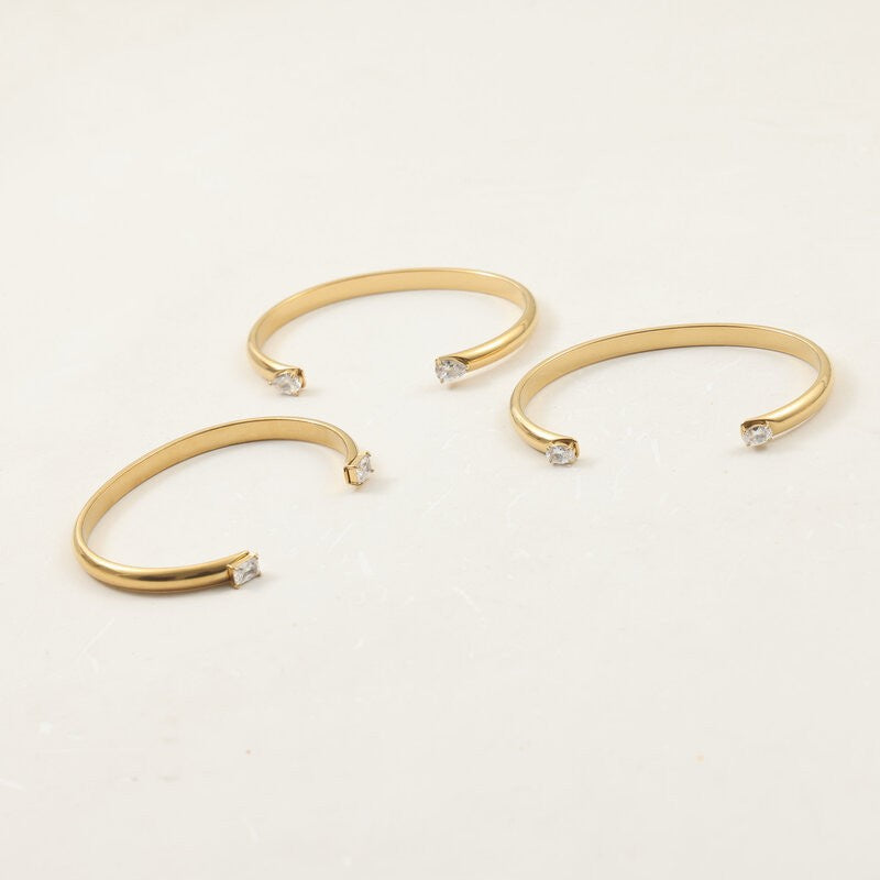 Two Water Drops Zircon Titanium Steel Bracelets