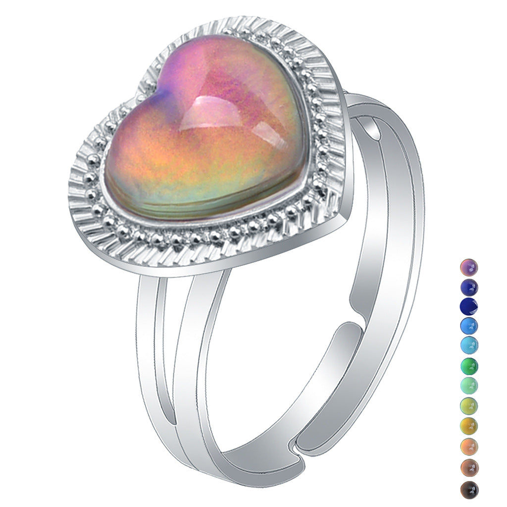 Fashion Charm Female High Profile Retro Gem Temperature Change Ring