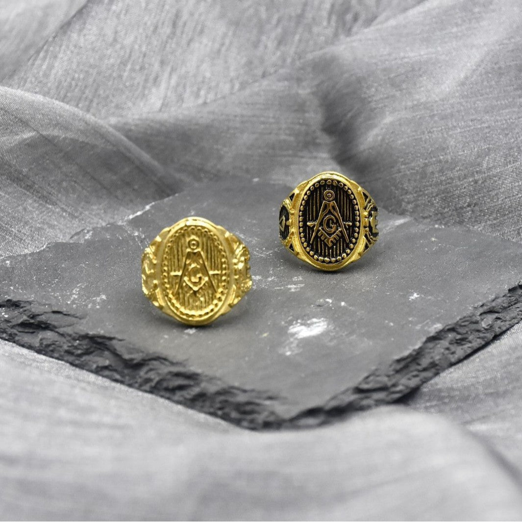 Men's Personality Fashion Trend Vintage Masonic Stainless Ring