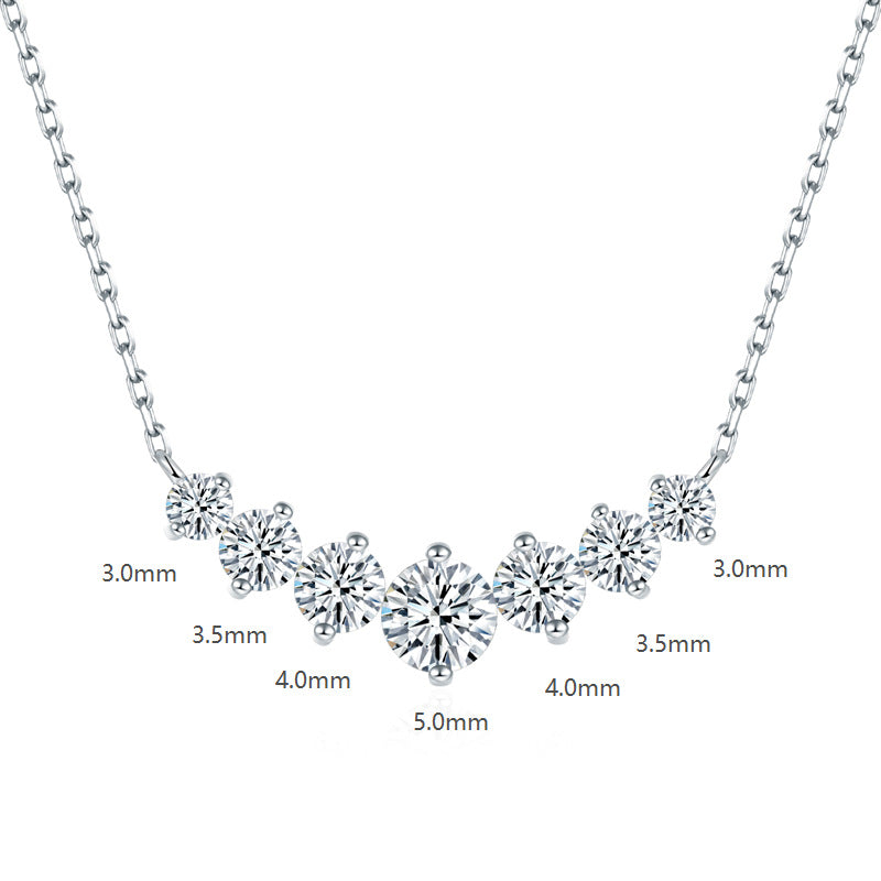 V-Shaped Smile Pendant Necklace with Lab-Created Moissanite Stones – White Gold Plated 925 Sterling Silver