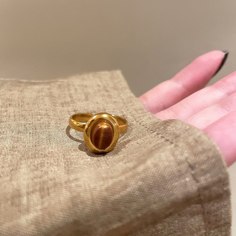 Sunflower Tigereye Female High Sense Design Rings