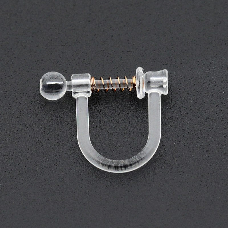 Handmade Change Transparent Resin Pearls U-shaped Ear Clip