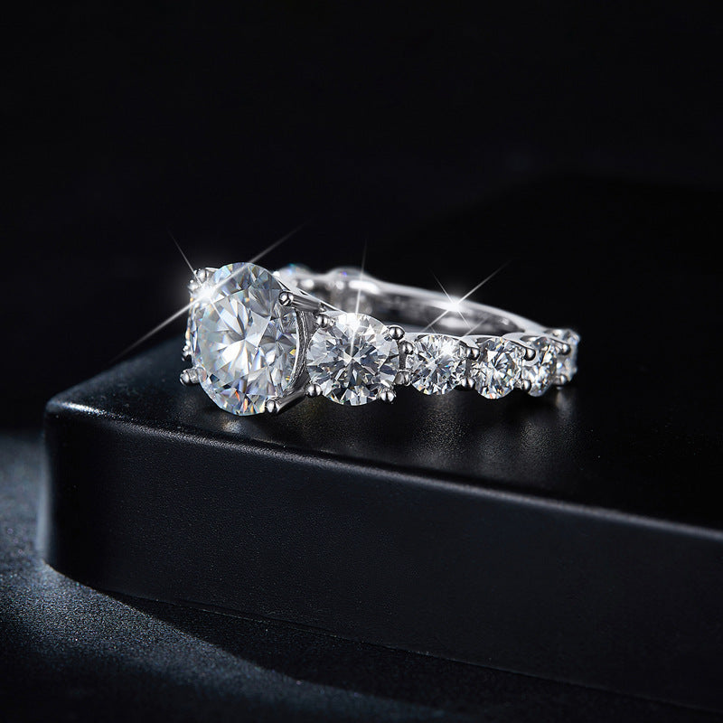 Full D-Color VVS1 Moissanite Engagement Ring – 10mm Round Brilliant Cut, 8 Total Carats, Gold-Plated Sterling Silver