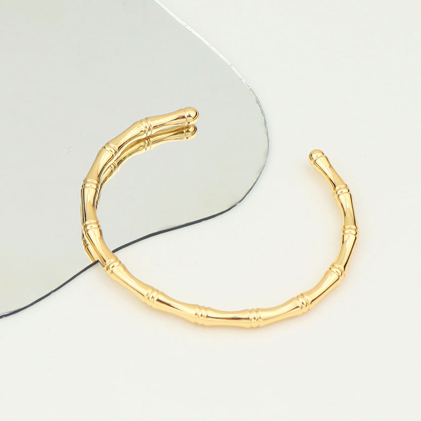 Women's Retro Stretch Bamboo Joint Copper Gold Festival Bracelets
