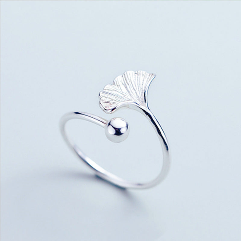 Women's Leaf Open Adjustable Mori Style Literary Niche Personality Rings