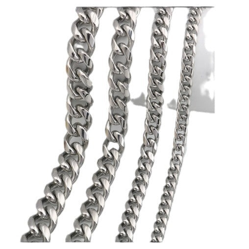 Women's & Men's Stainless Steel Single Buckle Woven Round Grinding Chain Titanium Necklaces