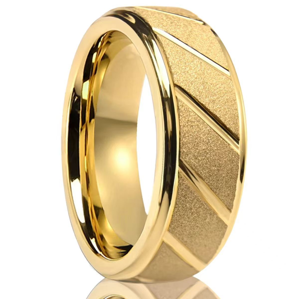 Men's Titanium Steel Outdoor Wedding Sand Twill Rings