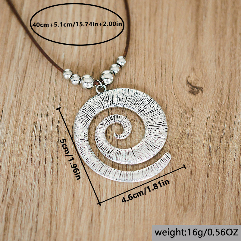 Women's Spiral Symbol Bohemian Retro Style Simple Ethnic Alloy Leather Necklaces