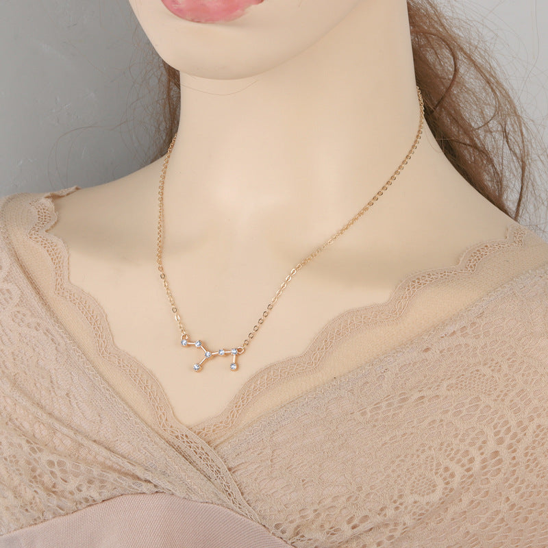 Twee Constellation Brown Card Rhinestone Clavicle Necklaces