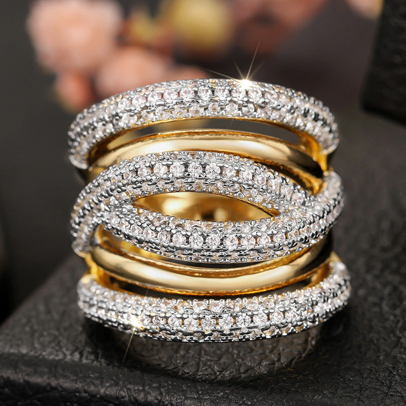 Style Line Combination Design Female Temperament French Advanced Rings