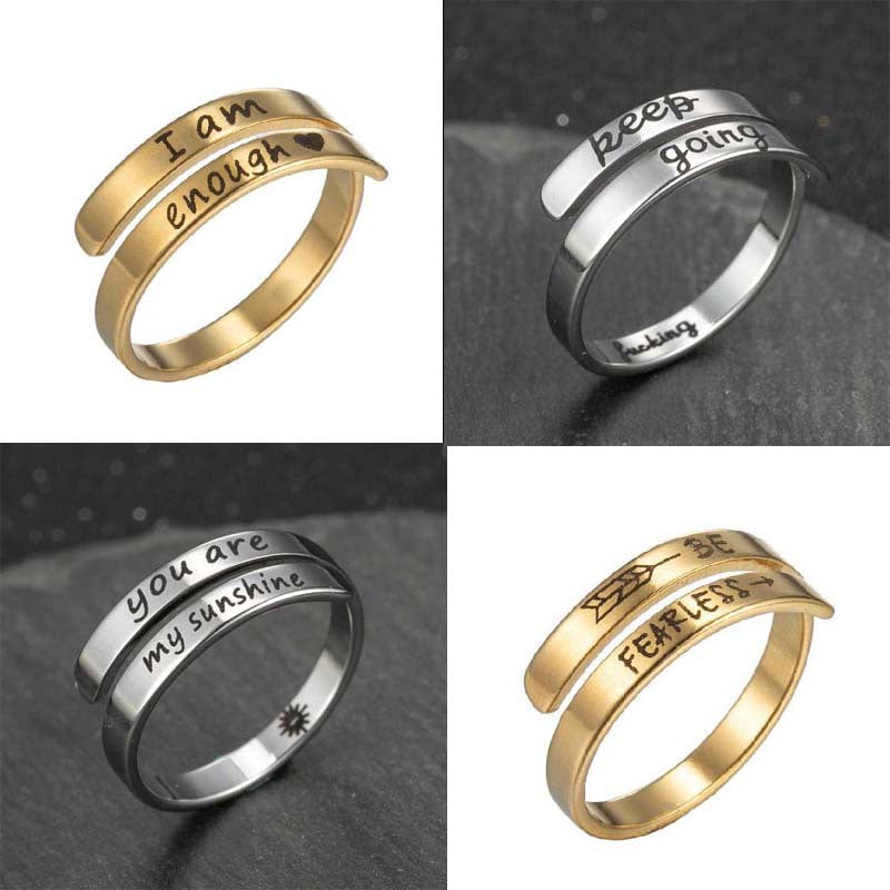 Korean Style Stainless Steel Letters Niche Retro Distressed English Double Bracelets