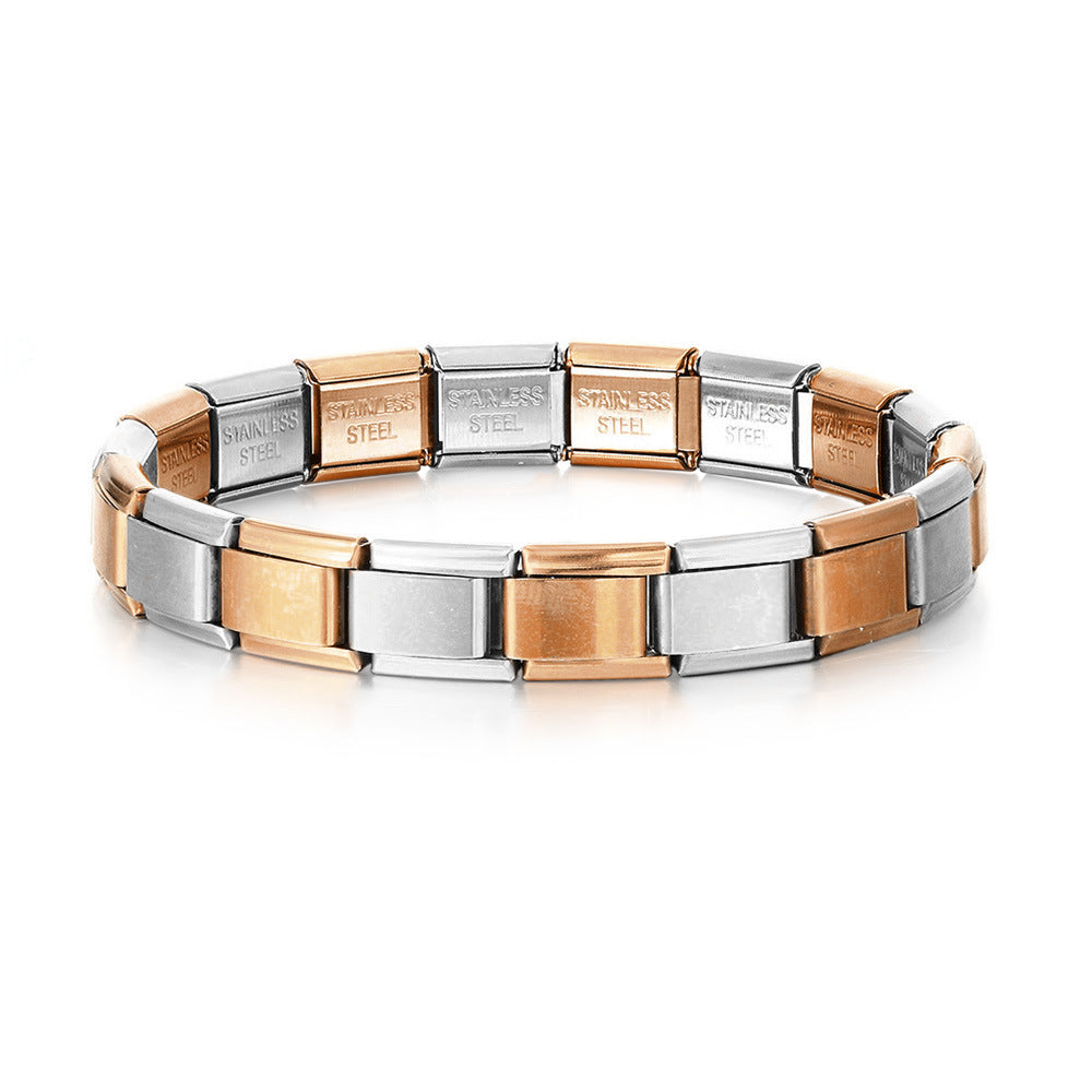 Vacuum Real Gold Plating Italian Module Square Bracelets