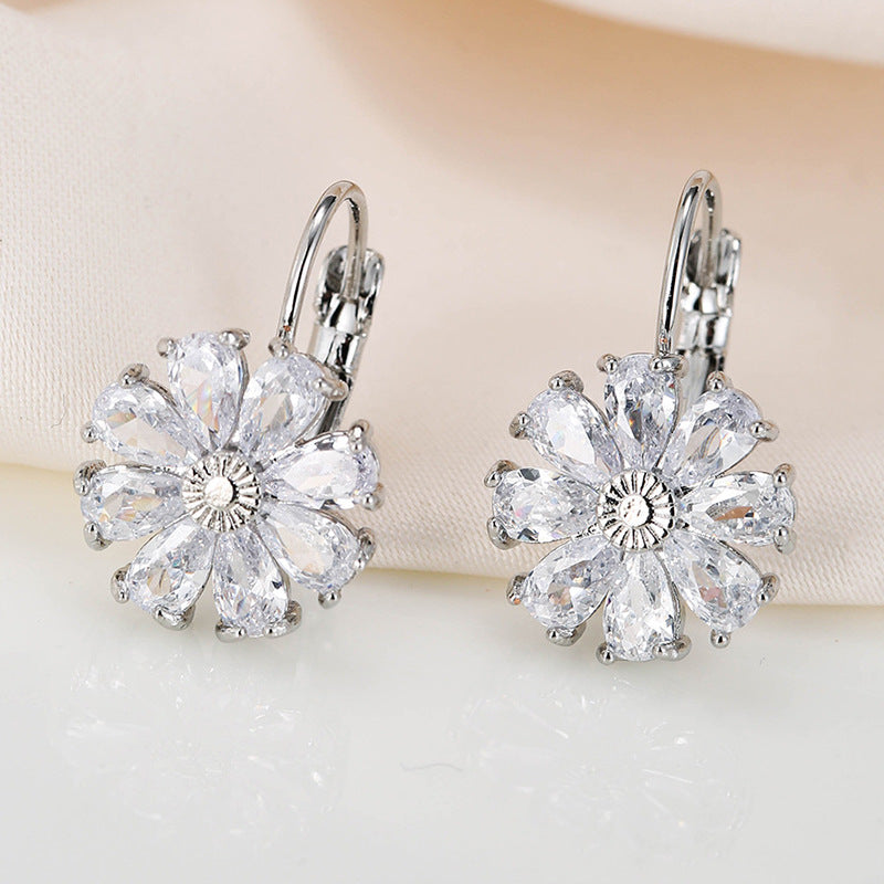 Round Full Diamond Simple Fashion Classic Crystal Zircon Temperament Earrings