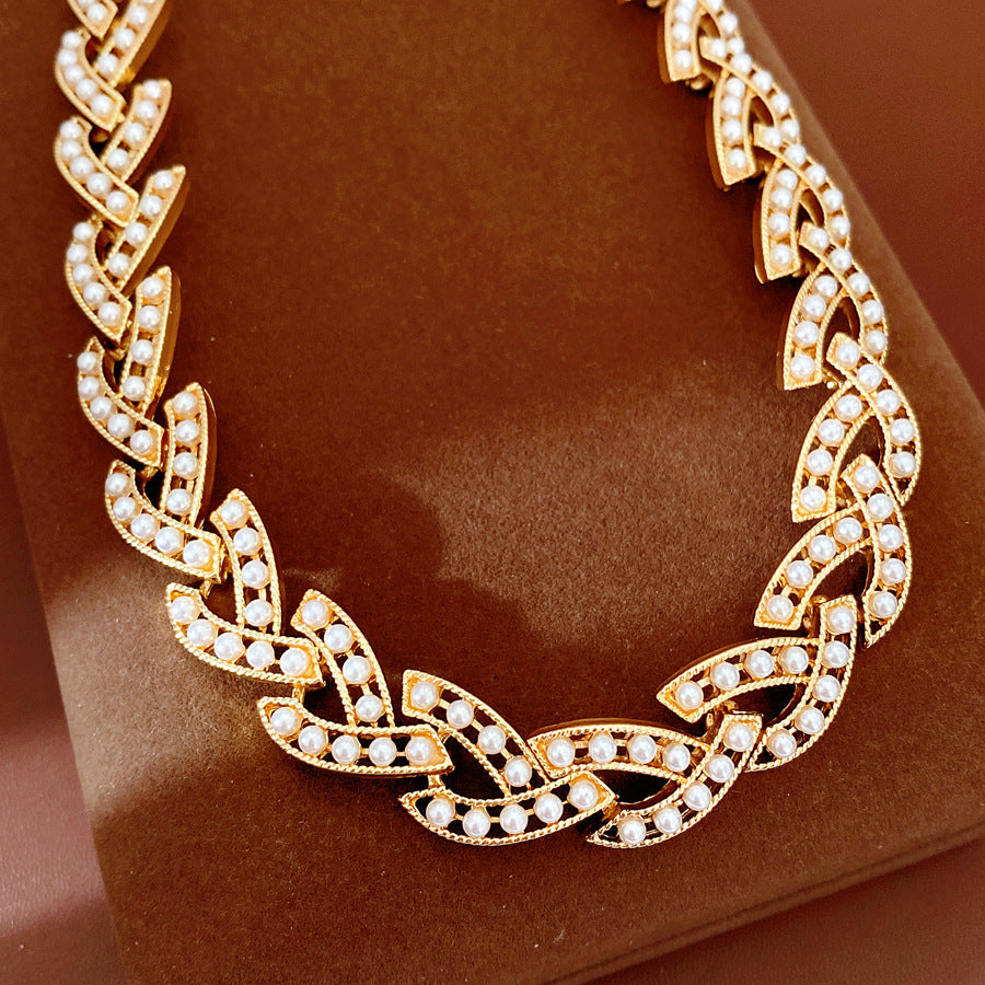 Pearl Refined Grace Vintage Clavicle Chain Jewelry Set
