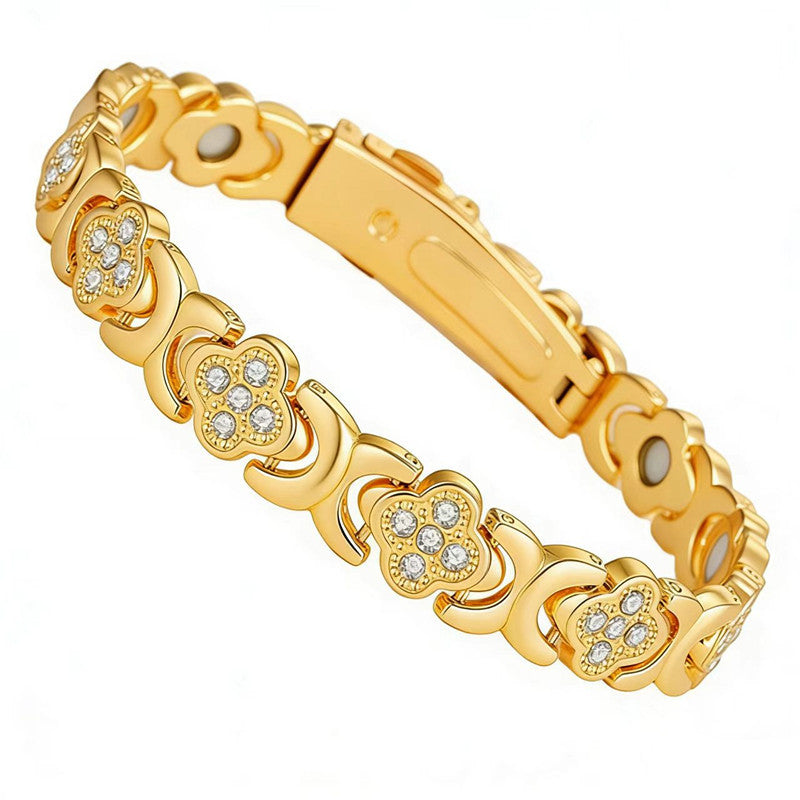 Women's Magnet Affordable Luxury Fashion Clover Alloy Diamond Single Bracelet