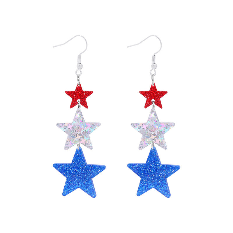 Alloy Dripping Oil Stars Stripes National Rings