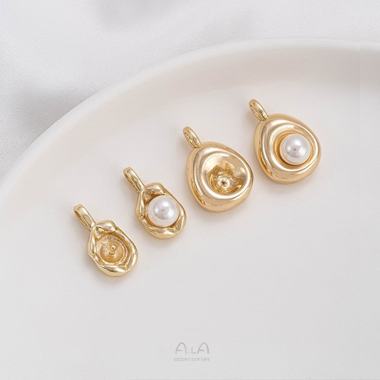 Retaining Bag Gold Pearl Holder Golden Bean Pea Doll Eardrop Pendant
