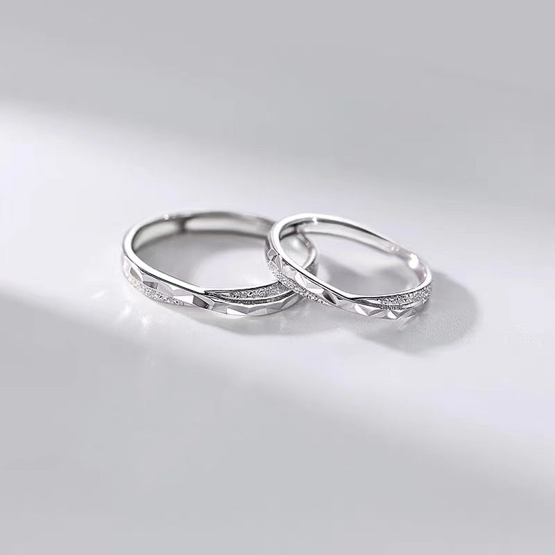 Women's & Men's Sier-plated Star Sea Couple Design Open Ring