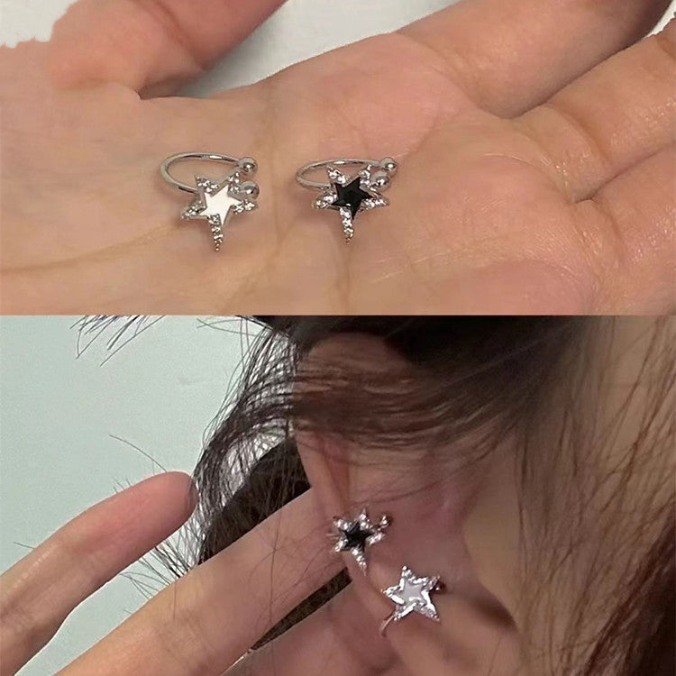 Women's Super Flash Pentagram Dignified Sense Of Design Twin Advanced Ear Clip