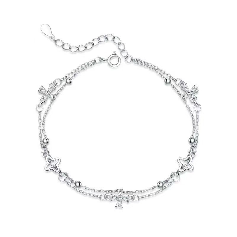 Lucky Four-leaf Clover Female Pink Sweet Light Luxury Bracelet