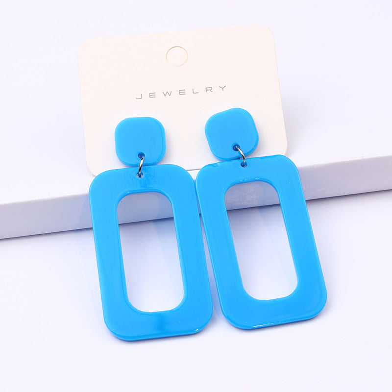 Women's Rectangular Hollow Ear Fashion Simple Personality Fluorescent Color Rings