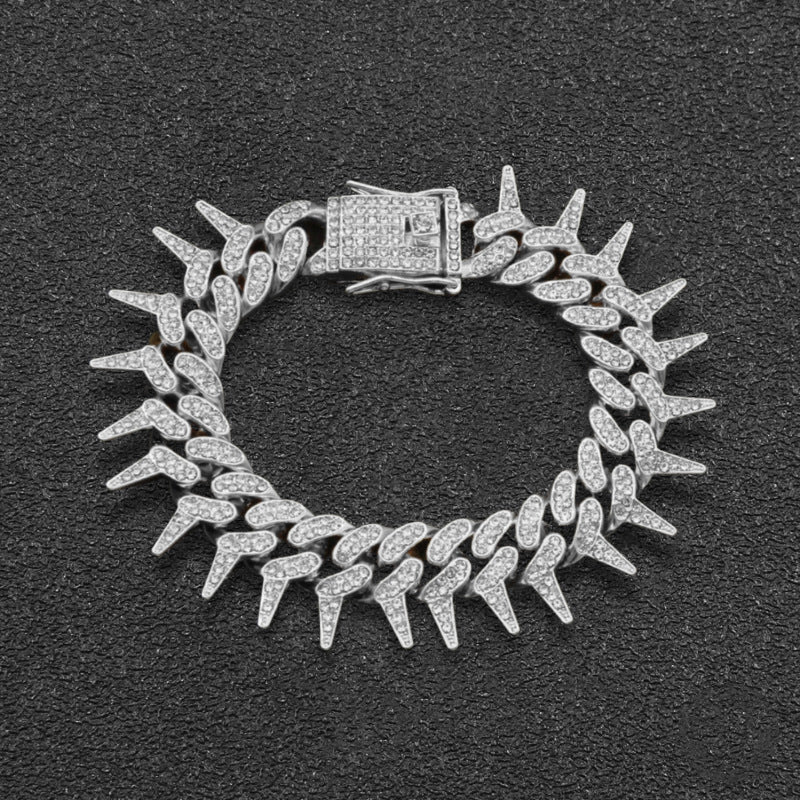 Men's Splendid Diamond Geometric Domineering Barbed Cuban Necklaces